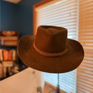 Australian Outback Collection Jackeroo Pure Fur Felt Leather Brown cowboy Hat